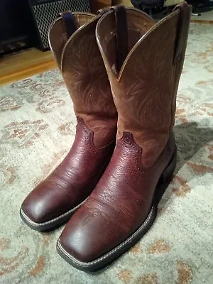 Ariat Sport Wide Fiddle Brown Leather Square Toe Cowboy Boots #10016291 Mens 10d • $62.95