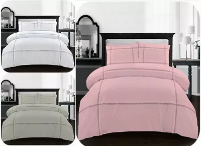 Eva Lace Diamante Lace Duvet Quilt Cover Luxury Check Bedding Set Pillow Case • £21.99