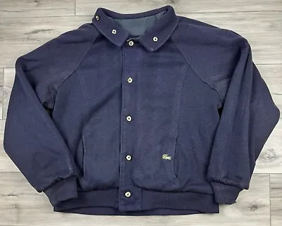 Vintage Lacoste Izod Mens Navy Blue Reversible Bomber Jacket Coat Fits Sz Large • $39.99