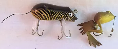 2 Fishing Lures: Shakespeare Wood Swimming Mouse & Plummer Rubber Weedless Frog • $9.99