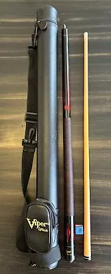 Viper Pro Series 58  19oz Pool Cue Stick Red W/Q-Vault Carrying Case Black USED • $59.99