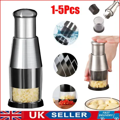 Manual Hand Press Garlic Onion Vegetable Food Chopper Cutter Processor Dicer UK • £8.59
