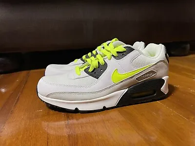 Nike Air Max 90 Leather White Shoes Youth Kids Size Gs Us6y-7y Eur38-40 Tuned Tn • $118.88