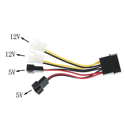 1Pcs 4Pin To 3Pin Fan Power Cable Adapter 12v*2 / 5v*2 For Cooling CPU PC Fan*PN • £4.58