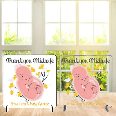Personalised Hospital NHS Thank You Midwife Nurse Gift Clear Acrylic MDF Stand • £4.99