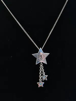 Vintage Sterling Silver Necklace Me To You Star Pendant With Light Blue CZ 45 Cm • £18.98