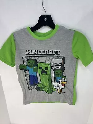 Minecraft Pajama Shirt Boys 8 Grey Green Creeper Short Sleeve Flame Resistant • $1.70