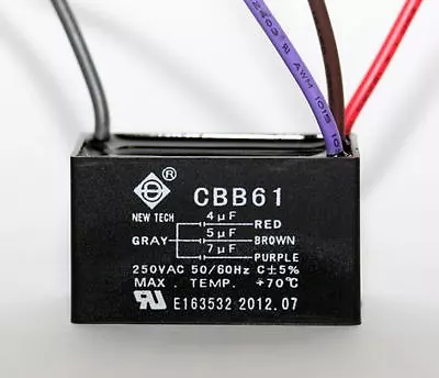 CEILING FAN CAPACITOR CBB61 4uf+5uf+7uf 4 WIRE GENUINE PART  • $9.98