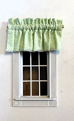 Dollhouse VALENCE CURTAIN Spring Green 1:12 Miniature Window Treatment • $14.99