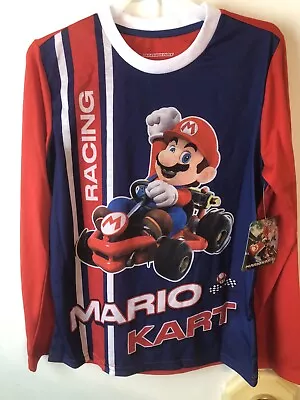 Mario Cart Size 10/12 Pajamas  Boys Pjs Racing Mario Red/white/blue Nwt • $10