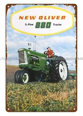 1959 OLIVER 5 PLOW POWER 880 TRACTOR ROW-CROP WHEATLAND Metal Tin Sign • $18.93