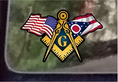 ProSticker 070 (One) 3  X 5  American Ohio Flags Masonic Decal Sticker USA • $7.95