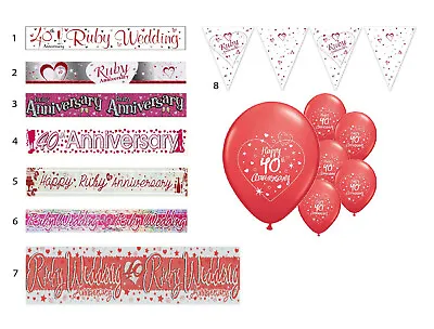 £1.59 • Buy 40th RUBY WEDDING ANNIVERSARY BANNERS 8 DESIGNS PARTY DECORATIONS (4BFB)