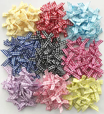 20 Gingham Ribbon Mini Bows 7mm Wedding / Crafting / Card Making UK SELLER • £2.89