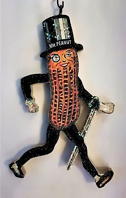 Mr. PEANUT #2  * Glitter WOOD CHRISTMAS ORNAMENT * Vtg Img • $10.50