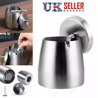 £8.39 • Buy Outdoor Ashtray With Lid For Cigarettes Stainless Steel Windproof Rainproof UK