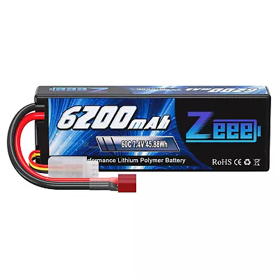 Zeee 2S LiPo Battery 6200mAh 7.4V 60C Deans For RC Car Truck Helicopter Truggy  • $18.28