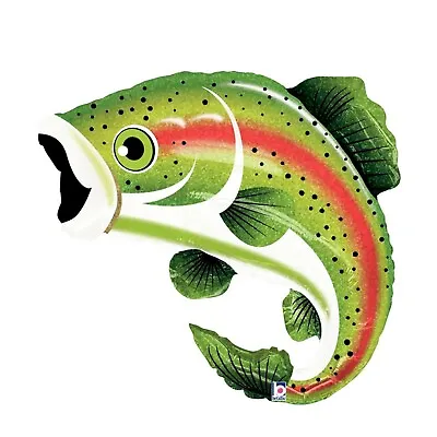 £6.99 • Buy LARGE Betallic Foil Balloon 29  74cm Holographic RAINBOW TROUT Angler Birthday