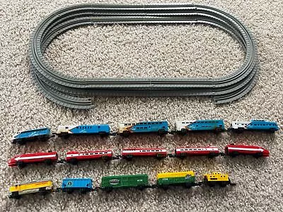 Galoob Micro Machines Train Lot: 41 Pieces Track 3 Trains Union Pacific Bullet • $50