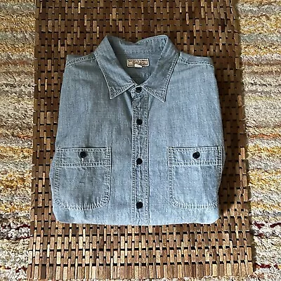 J.CREW Wallace & Barnes Button Work Shirt Jacket Blue Chambray Men’s Size XL • $84.95