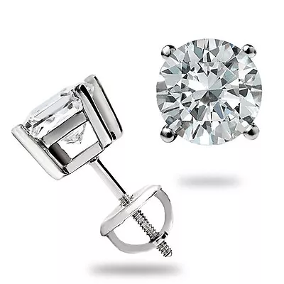 1.5Ct Round Cut Certified Moissanite 14K White Gold 6mm Stud Earrings Screw Back • $57.95