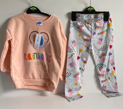 £8 • Buy Peppa Pig Pyjama Set Age 4-5 Yrs Rainbows & Sparkle Pink & Grey Xmas Pjs New