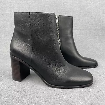 Madewell Boots Women 10 Black Leather Ankle Bootie Greer Boot High Heel Outdoor • $95