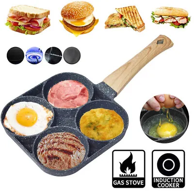 Multi Egg Ham Frying Pan 4 Hole Burger Eggs Pancake Pan Pot Breakfast Mold Maker • £8.99