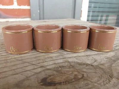 Vintage Set Of 4 Vera Neumann Napkin Rings MOCHA Gold Trim  • $20