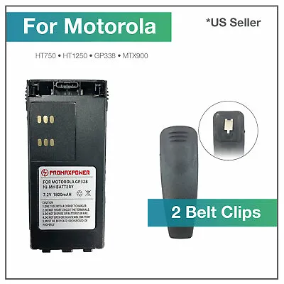 [1800mAh] HNN9008 Battery Replacement + Clips For Motorola Radios HT750 HT1250 • $20.99