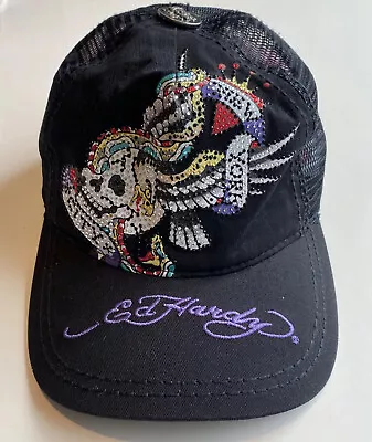 Vintage Ed Hardy Tattoo Hat  New York City Mesh Cap Purple Embroidery  Numbered • $25