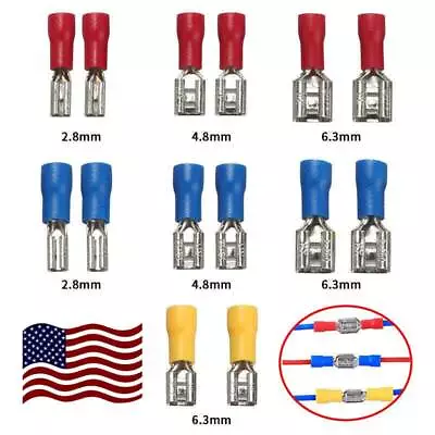 50/200pcs Female&Male Spade Insulated Connector Crimp Electrical Wire Terminal • $7.99