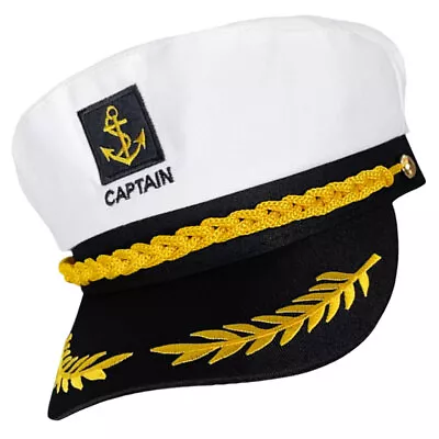  Cotton Polyester Sailor Hat Child Nautical Party Hats Marine Adjustable Cap • £8.68