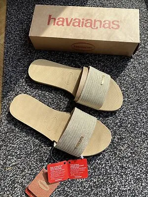 Havaianas You Metallic Ladies Summer Shoes Flip Flops Uk 6-7 Rrp £38 Ref #s48 • £25