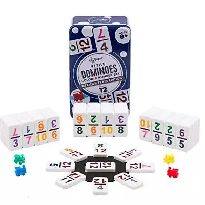 - Double 12 Dominoes - Colored Numbers Set - Mexican Train Game Set With Hub ... • $24.11