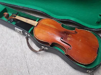 Old 4/4 (or 7/8?) Violin  Violon With A Nicely Flamed  Back Needs Repair! • $179