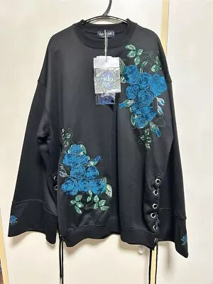 Ado HARE Side Lace-up Rose Embroidered Sweatshirts Color Black Size S New • $289