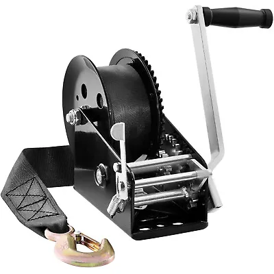 VEVOR Hand Winch Heavy Duty Hand Crank 3500lbs 33ft Polyester Strap For Boat/ATV • $40.39