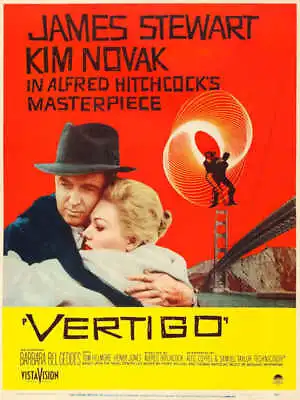 1958 VERTIGO VINTAGE ALFRED HITCHCOCK MOVIE POSTER PRINT STYLE C 36x27 9MIL  • $39.95