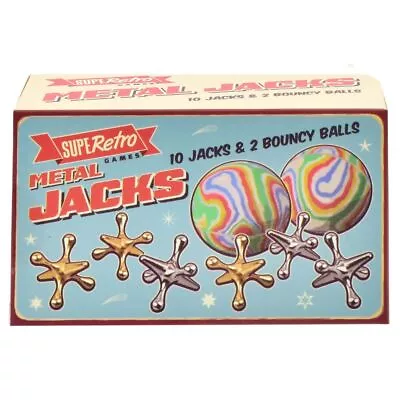 Retro Metal Jacks Game 10 Jacks & 2 Bouncy Balls Kids Gift Toy Party Bag Present • £5.15