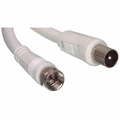 Coaxial Lead Flylead Cable 1Mtr  Male F-Plug To Male Coax Plug TV Sat Cable • £3.99