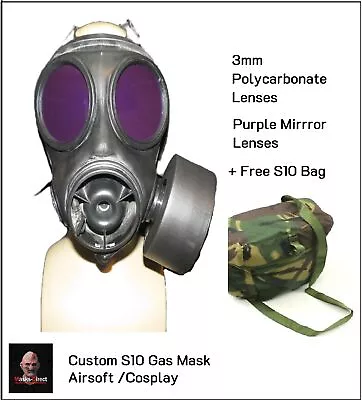 S10 Gas Mask Single Filter Purple Mirror 2mm Polycarbonate Lenses. Size 2 • $160.39