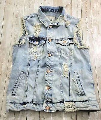 Zara Trafaluc Premium Wash Women's Distressed Faded Denim Vest Size Small.  • $15