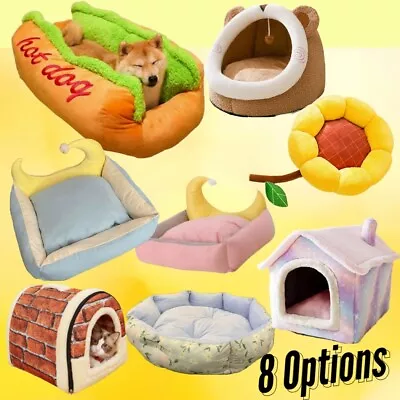$39.99 • Buy Pet Calming Bed Soft Warm Beds Plush Dog Cat Kennel Cave Comfy Small Sleeping AU