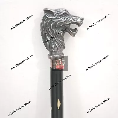 Nebula Werewolf Gothic Steampunk Walking Stick Handle Wolf Wooden Walking Cane • $40.57