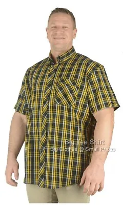 Big Mens Forge Spydder Check Short Sleeve Shirt Sizes 2XL 3XL 4XL 5XL 6XL • £27.99