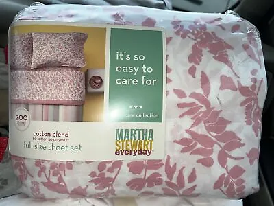 Martha Stewart Everyday Full Cotton Sheet Set Sea Kelp Pink • $135