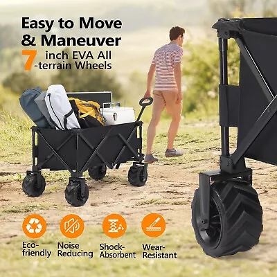 New Wagon Folding Cart Collapsible Beach Utility Outdoor Camping Heavy Duty US • $68.99