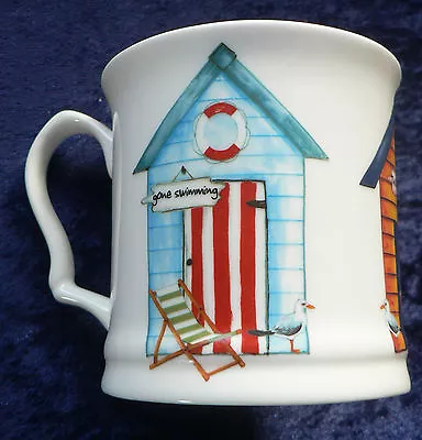 Beach Huts Colourful Fine Bone China Tankard Large Mug • £10.99