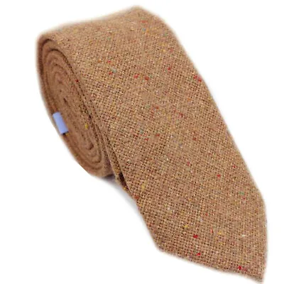 £11.99 • Buy Luxury Gentlemens Country Brown Dark Beige Flecked Tie Tweed Wool Style Skinny